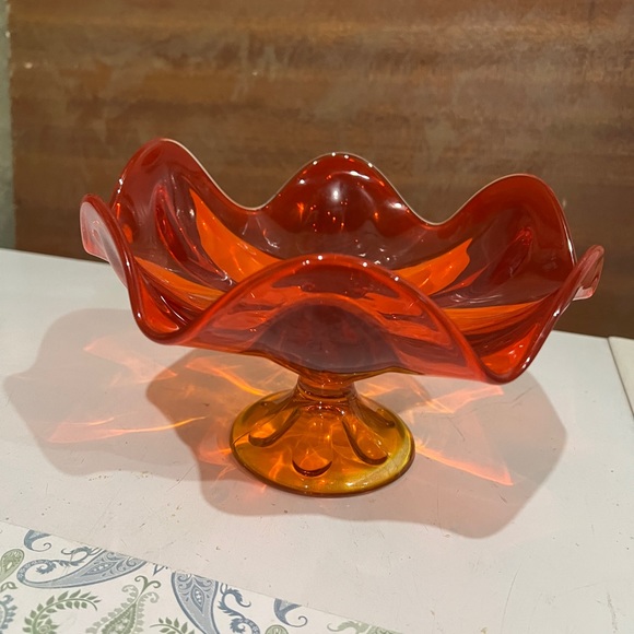 Vintage Viking 6 Petal Persimmon Compote Bowl - Picture 3 of 6